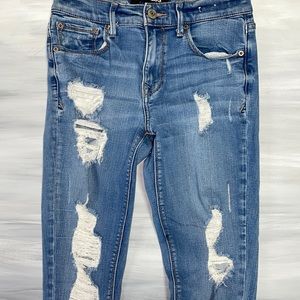 Express size 6 long - distressed jeans - ankle legging - mid rise.